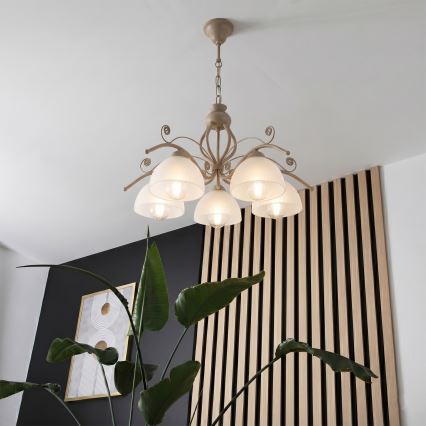 Brilagi - Lestenec na verigi ANTICO MODERN 5xE27/60W/230V bež
