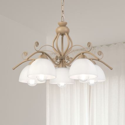 Brilagi - Lestenec na verigi ANTICO MODERN 5xE27/60W/230V bež