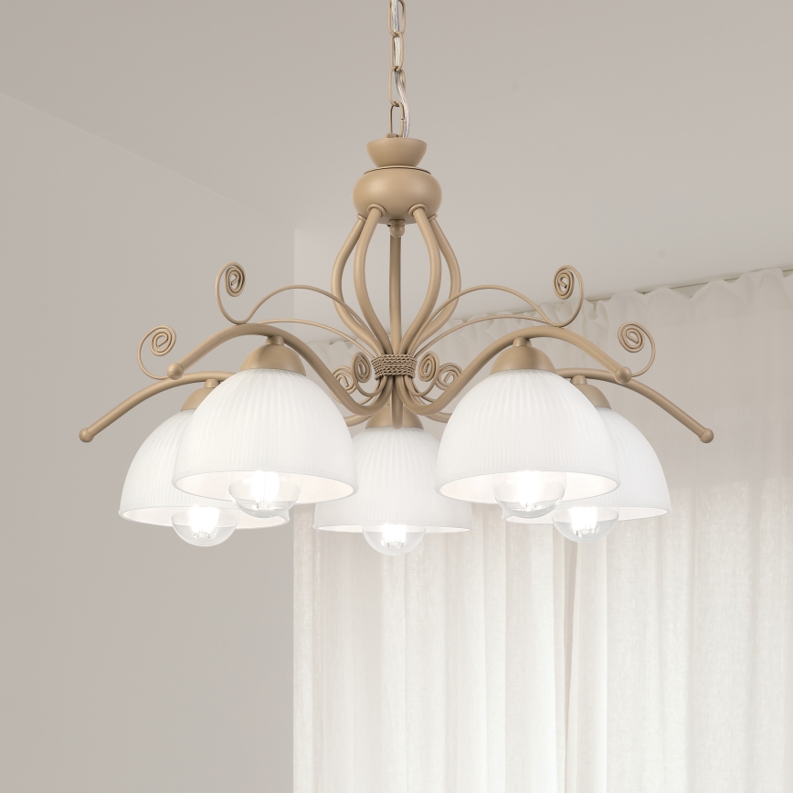 Brilagi - Lestenec na verigi ANTICO MODERN 5xE27/60W/230V bež