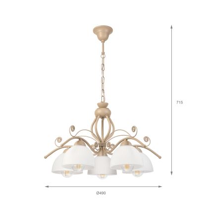 Brilagi - Lestenec na verigi ANTICO MODERN 5xE27/60W/230V bež