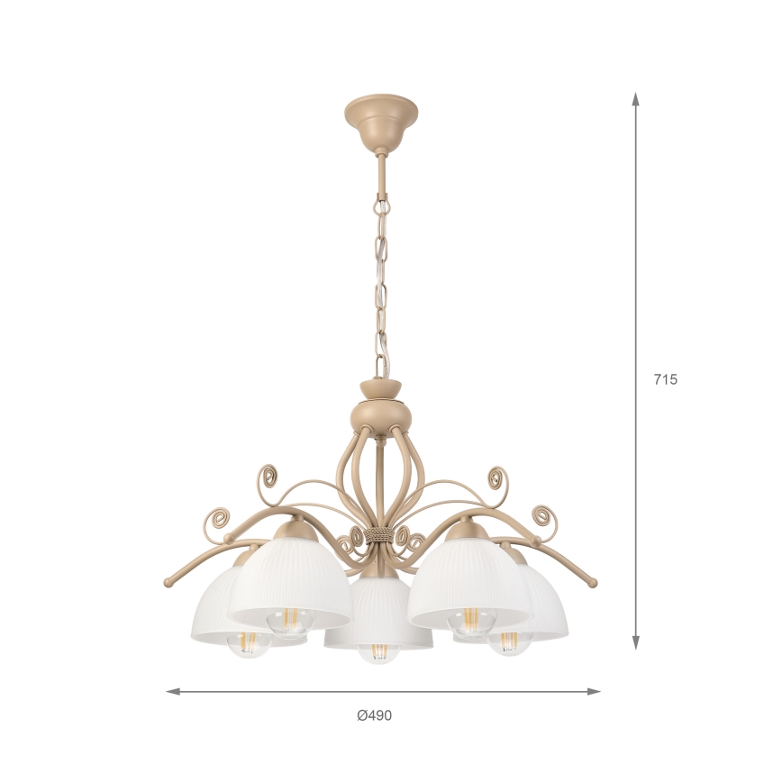 Brilagi - Lestenec na verigi ANTICO MODERN 5xE27/60W/230V bež