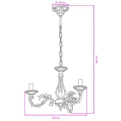 BRILAGI - Lestenec na verigi CLASSIC 3xE14/10W/230V medenina