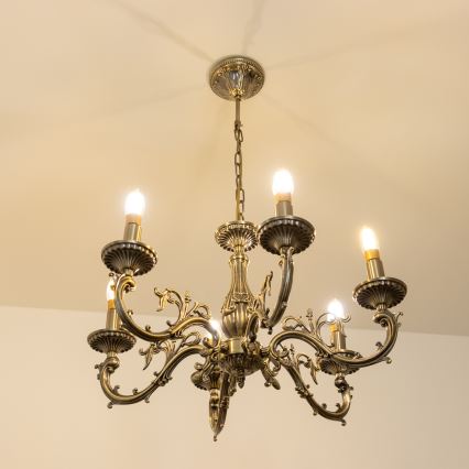 Brilagi - Lestenec na verigi CLASSIC 6xE14/60W/230V medenina