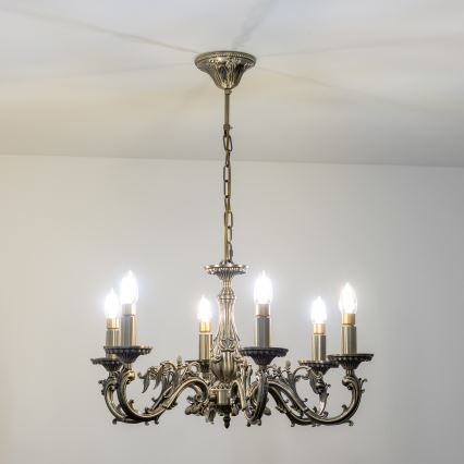 Brilagi - Lestenec na verigi CLASSIC 6xE14/60W/230V medenina