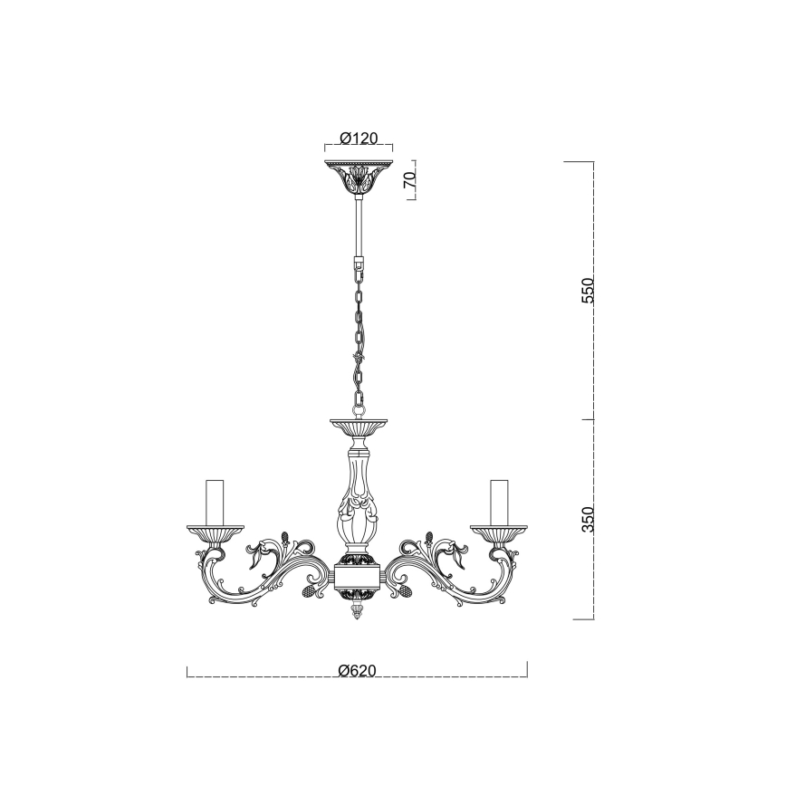 Brilagi - Lestenec na verigi CLASSIC 6xE14/60W/230V medenina