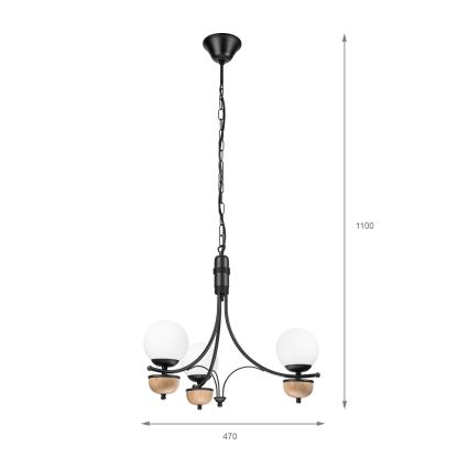 Brilagi - Lestenec na verigi COTTAGE 3xG9/40W/230V bukev/bela