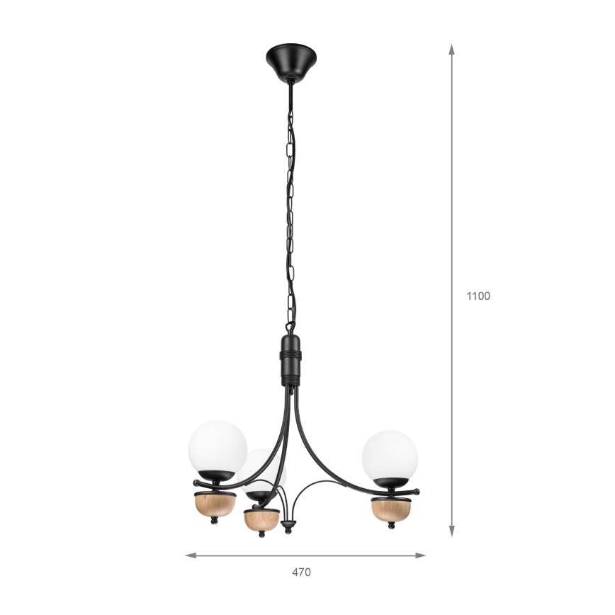 Brilagi - Lestenec na verigi COTTAGE 3xG9/40W/230V bukev/bela