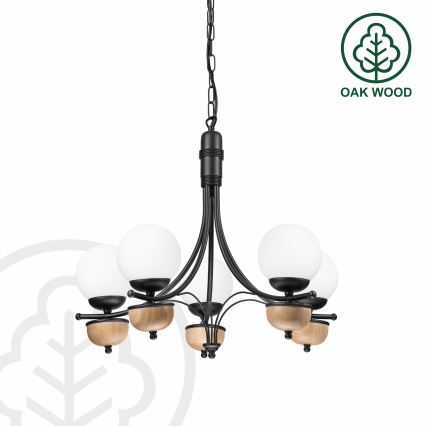 Brilagi - Lestenec na verigi COTTAGE 5xG9/40W/230V bukev/bela