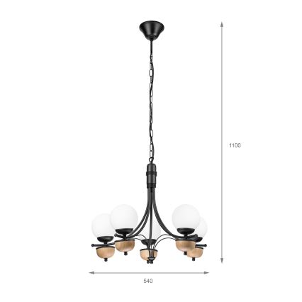 Brilagi - Lestenec na verigi COTTAGE 5xG9/40W/230V bukev/bela