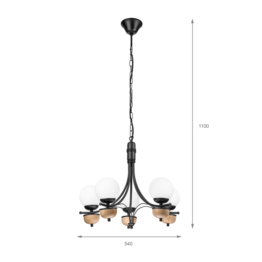 Brilagi - Lestenec na verigi COTTAGE 5xG9/40W/230V bukev/bela