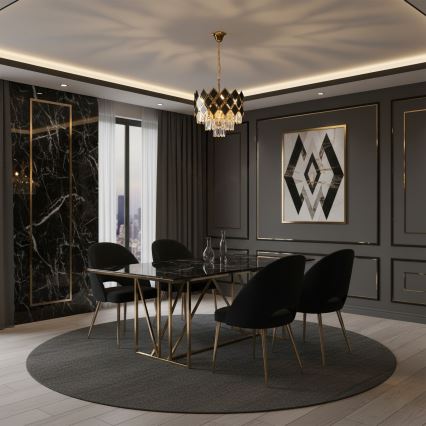 Brilagi - Lestenec na verigi CRISTAL 5xE14/40W/230V, premer 38 cm, zlato/črna