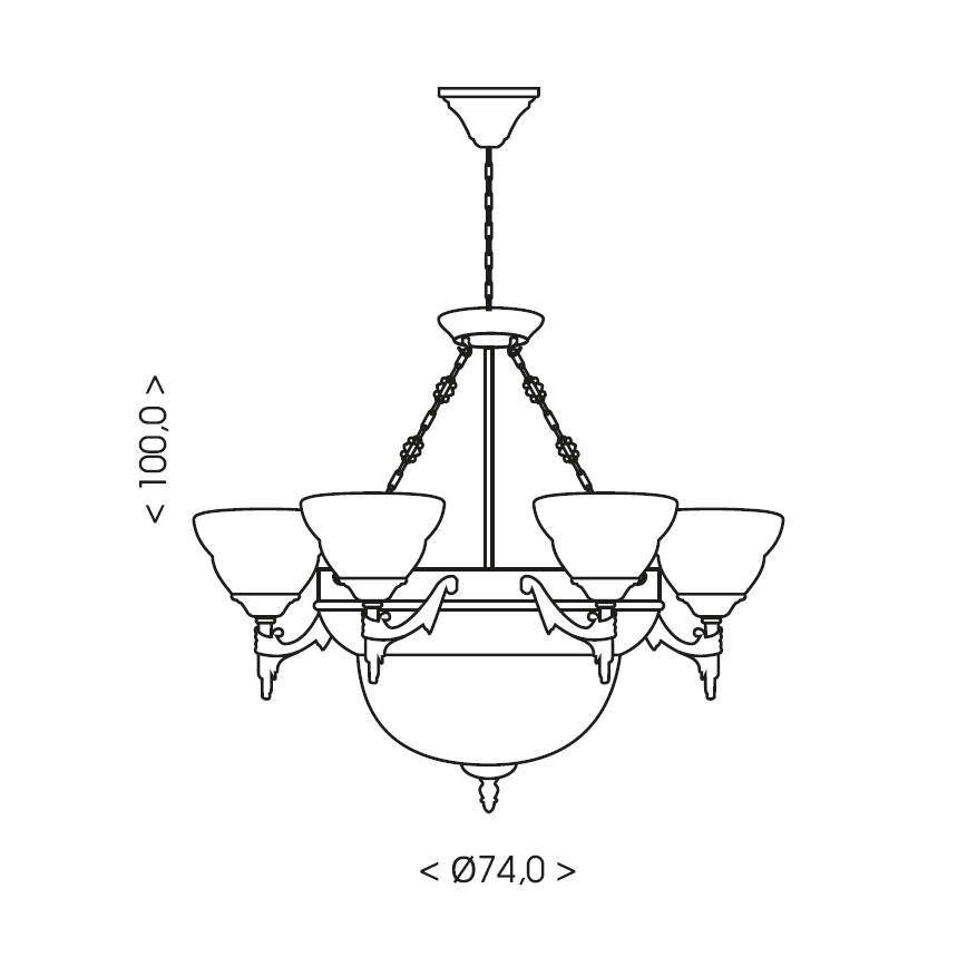Brilagi - Lestenec na verigi DAHLIA 9xE27/40W/230V Ø 74 cm medenina