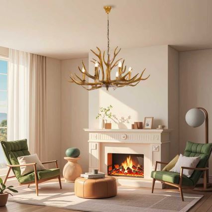 Brilagi - Lestenec na verigi DEER 6xE14/10W/230V, premer 102 cm, v obliki rogovja