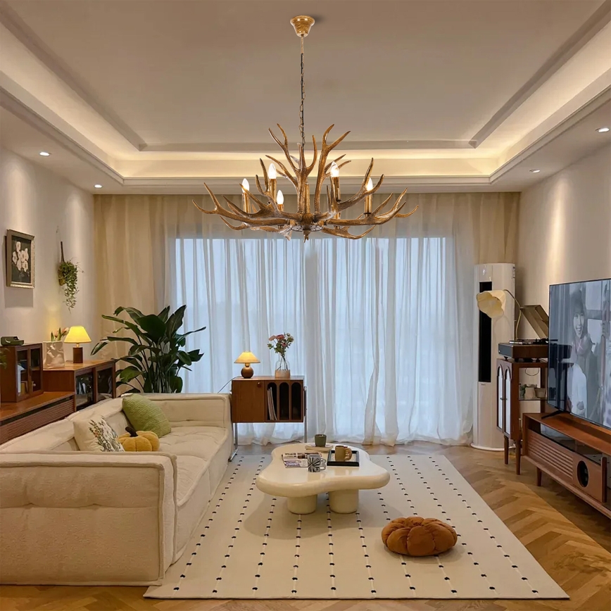 Brilagi - Lestenec na verigi DEER 6xE14/10W/230V, premer 102 cm, v obliki rogovja