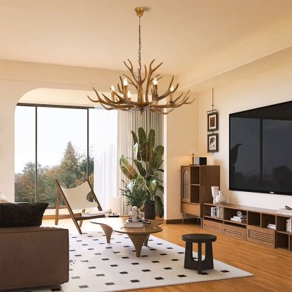 Brilagi - Lestenec na verigi DEER 6xE14/10W/230V, premer 102 cm, v obliki rogovja