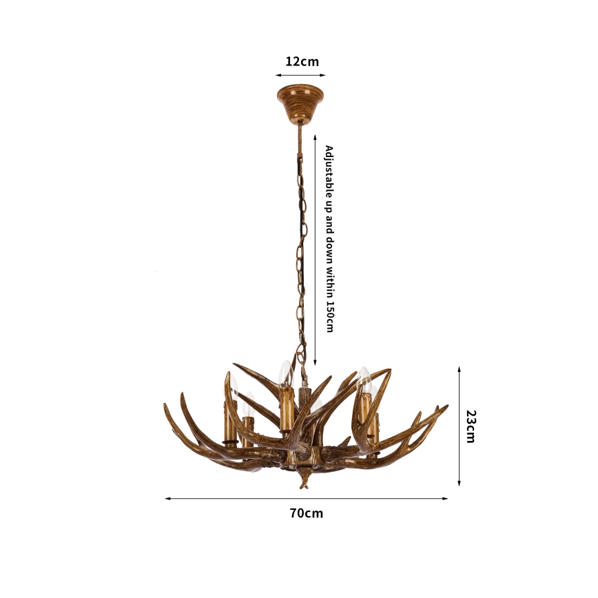 Brilagi - Lestenec na verigi DEER 6xE14/10W/230V, premer 70 cm