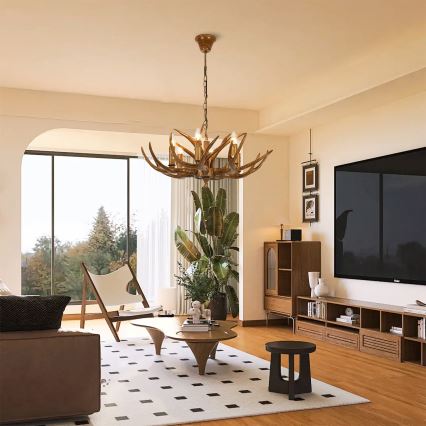 Brilagi - Lestenec na verigi DEER 6xE14/10W/230V, premer 70 cm, v obliki rogovja