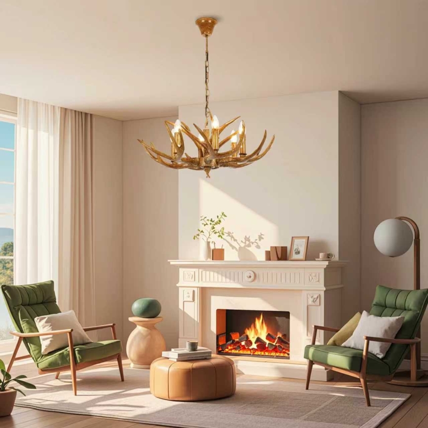 Brilagi - Lestenec na verigi DEER 6xE14/10W/230V, premer 70 cm, v obliki rogovja