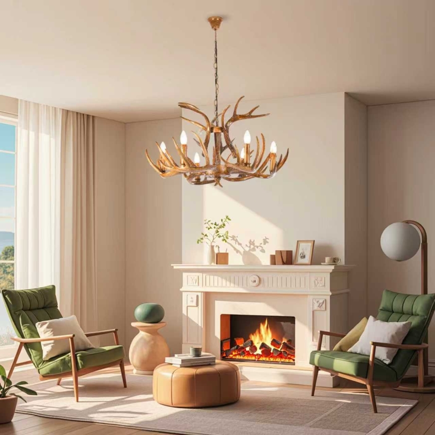 Brilagi - Lestenec na verigi DEER 6xE14/10W/230V premer 80 cm, v obliki jelenjih rogov