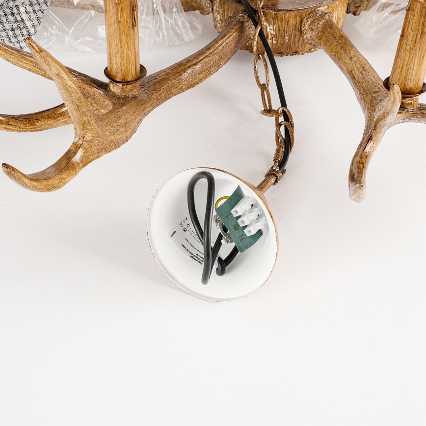 Brilagi - Lestenec na verigi DEER 6xE14/10W/230V premer 80 cm, v obliki jelenjih rogov