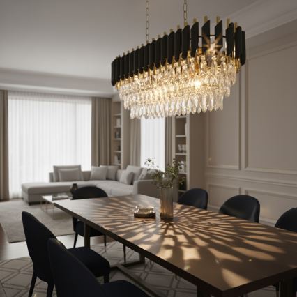 Brilagi - Lestenec na verigi ECLIPSE 10xE14/10W/230V 78x28 cm črna/zlata