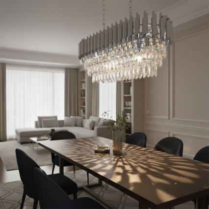 Brilagi - Lestenec na verigi ECLIPSE 10xE14/10W/230V 78x28 cm srebrne barve