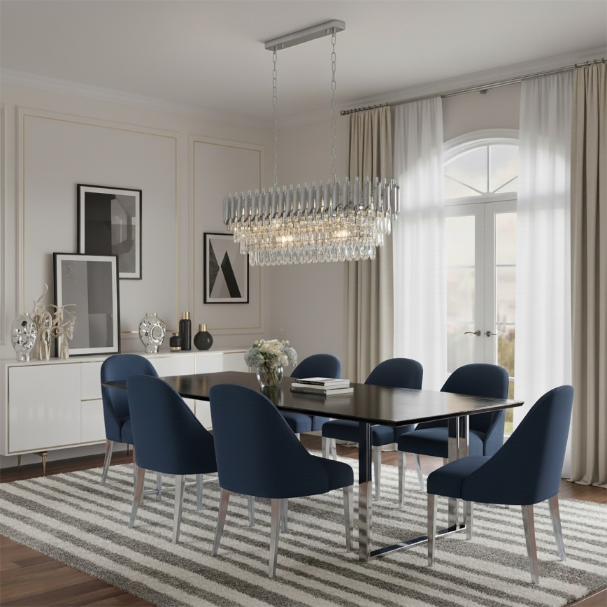 Brilagi - Lestenec na verigi ECLIPSE 10xE14/10W/230V 78x28 cm srebrne barve