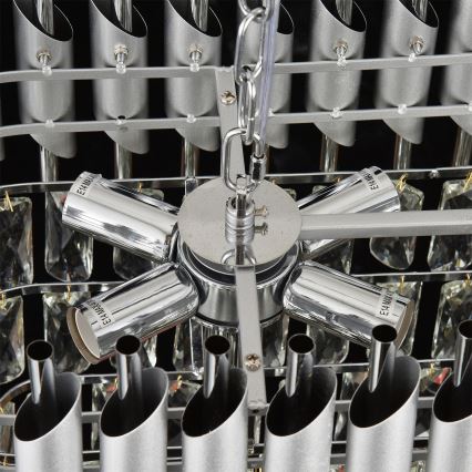 Brilagi - Lestenec na verigi ECLIPSE 10xE14/10W/230V 78x28 cm srebrne barve