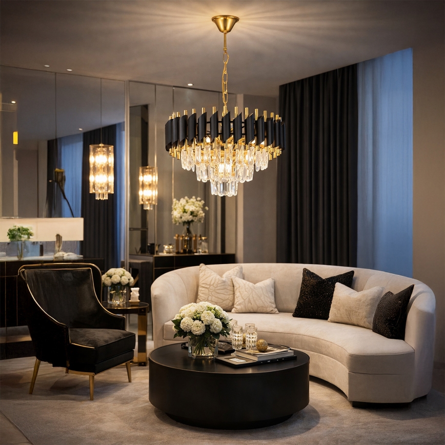 Brilagi - Lestenec na verigi ECLIPSE 5xE14/10W/230V premer 38 cm črna/zlata