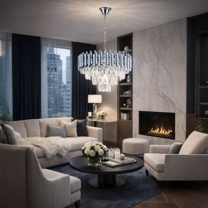 Brilagi - Lestenec na verigi ECLIPSE 5xE14/10W/230V, premer 38 cm, srebrn