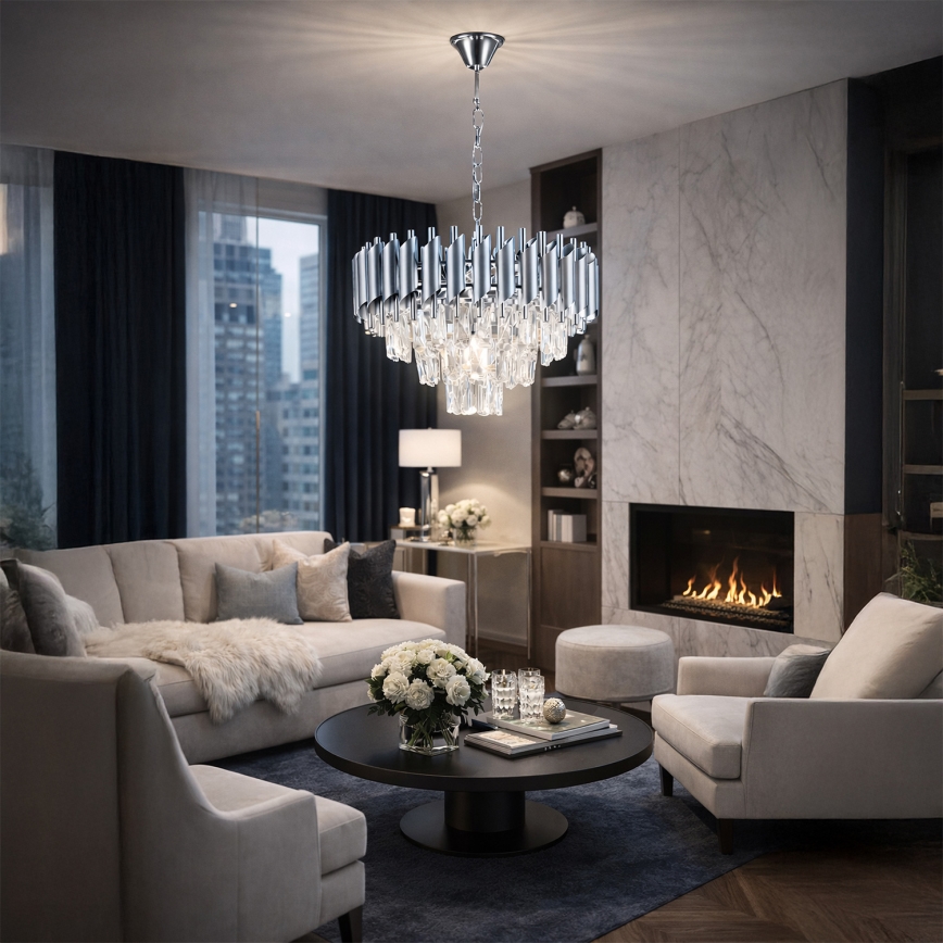 Brilagi - Lestenec na verigi ECLIPSE 5xE14/10W/230V, premer 38 cm, srebrn