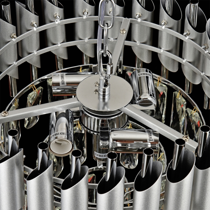 Brilagi - Lestenec na verigi ECLIPSE 5xE14/10W/230V, premer 38 cm, srebrn