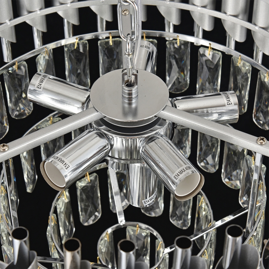 Brilagi - Lestenec na verigi ECLIPSE 7xE14/10W/230V, premer 48 cm, srebrne barve