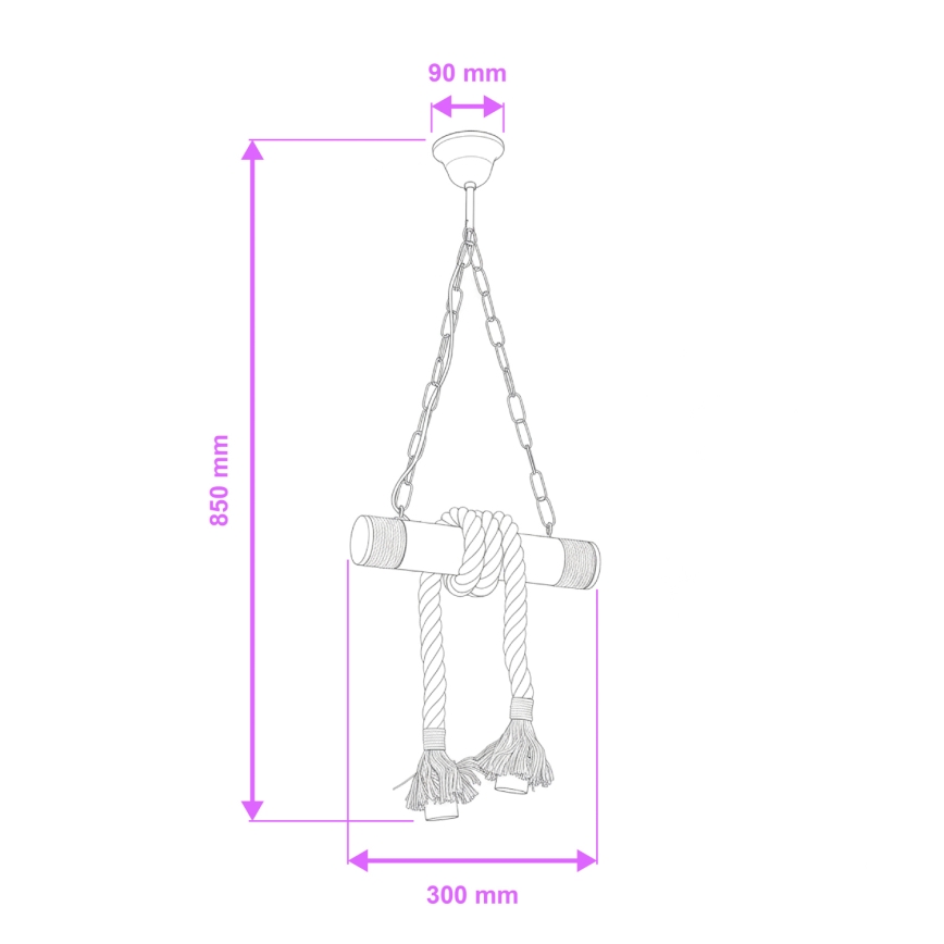 Brilagi - Lestenec na verigi KOS 2xE27/60W/230V bukev