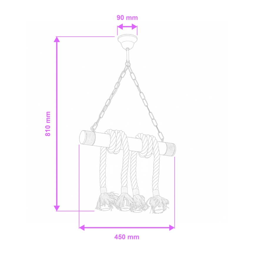 Brilagi - Lestenec na verigi KOS 4xE27/60W/230V bukev