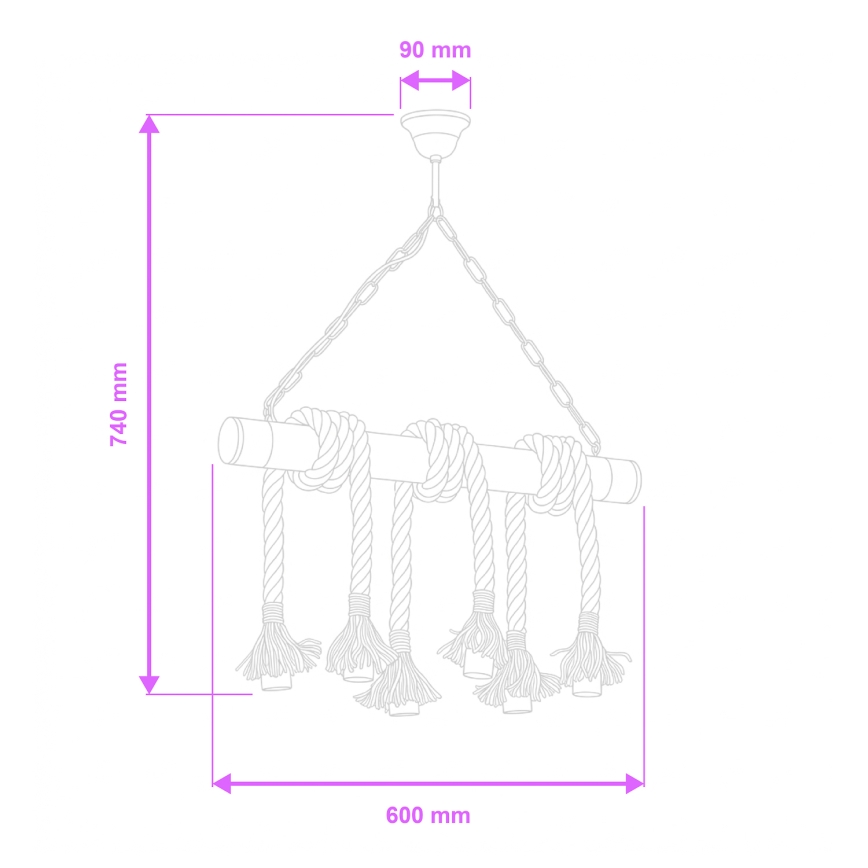 Brilagi - Lestenec na verigi KOS 6xE27/60W/230V bukev