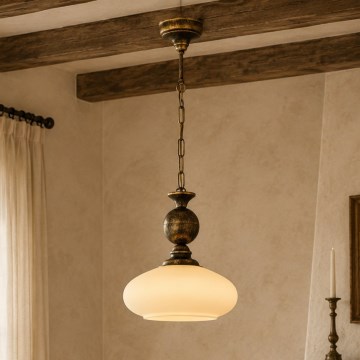 Brilagi - Lestenec na verigi MOLLERO 1xE27/15W/230V, premer 24 cm, bronza/patina