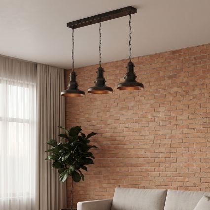 Brilagi - Lestenec na verigi PYRONIC 3xE27/40W/230V bronzna/patina