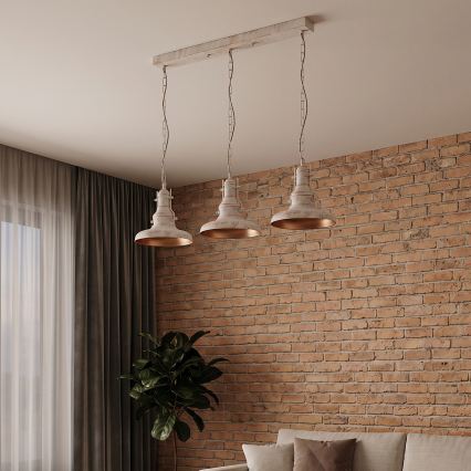 Brilagi - Lestenec na verigi PYRONIC 3xE27/40W/230V kremna/patina