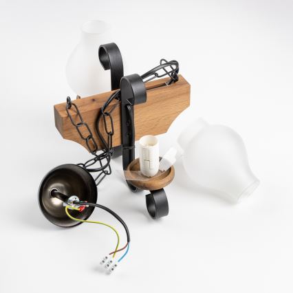 Brilagi - Lestenec na verigi QUEEN 2xE14/40W/230V bukev