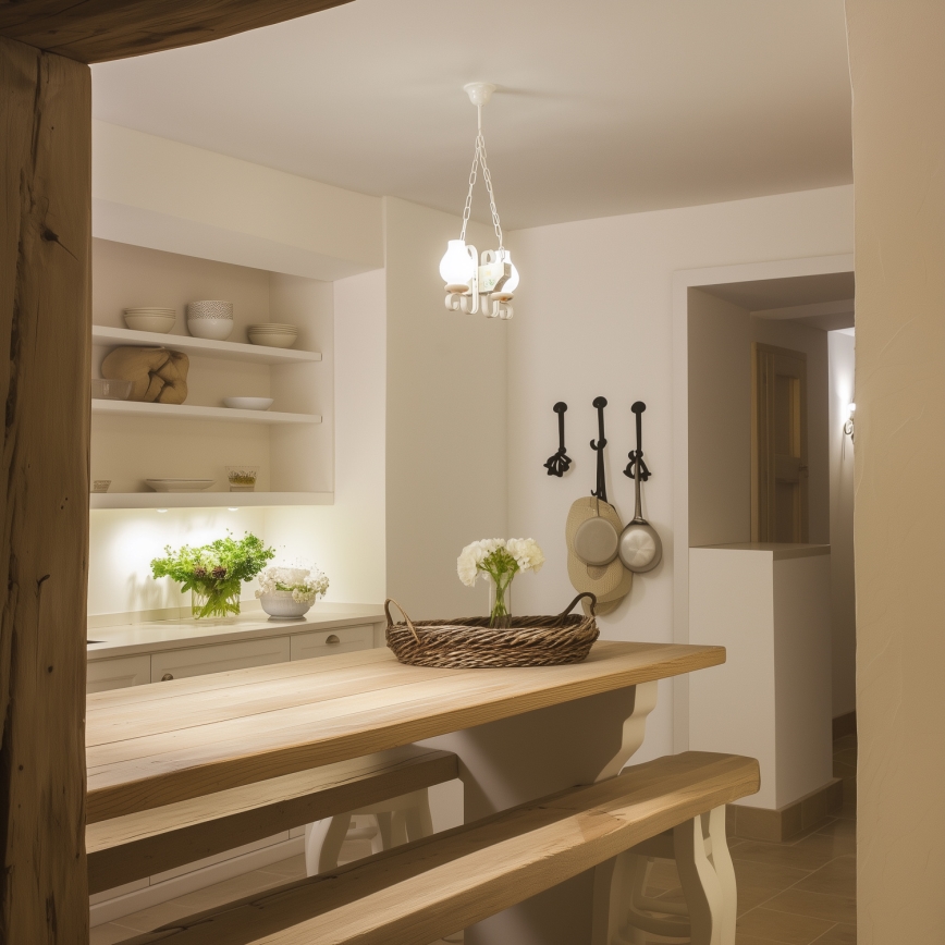 Brilagi - Lestenec na verigi QUEEN 2xE14/40W/230V bukev/krem barva