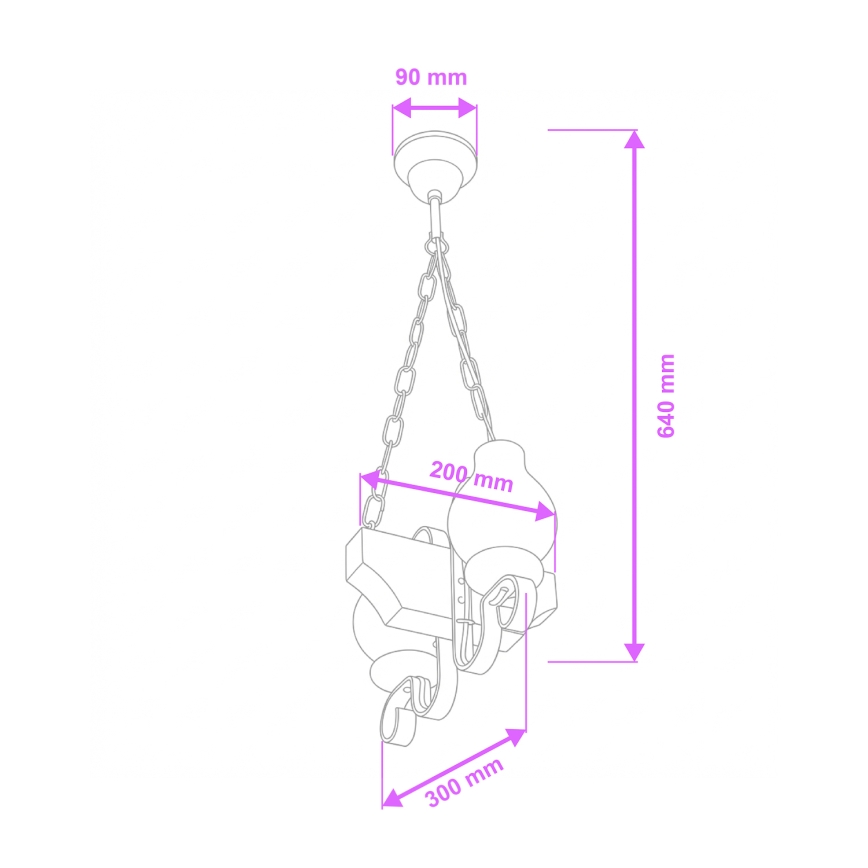 Brilagi - Lestenec na verigi QUEEN 2xE14/40W/230V bukev/krem barva