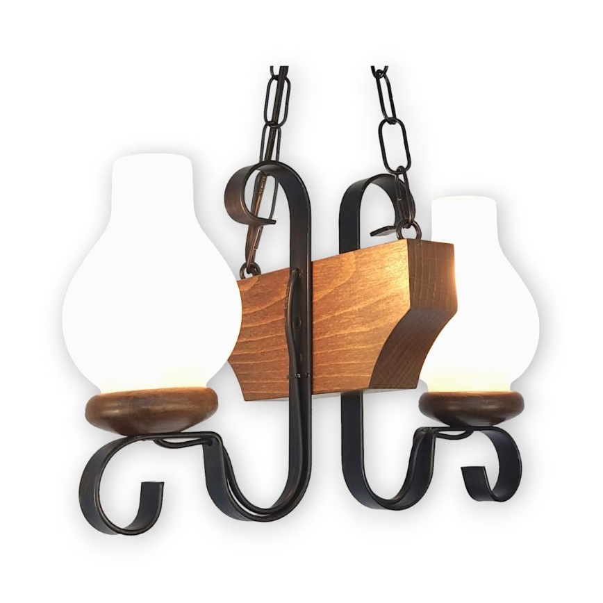 Brilagi - Lestenec na verigi QUEEN 2xE14/40W/230V bukev/oreh