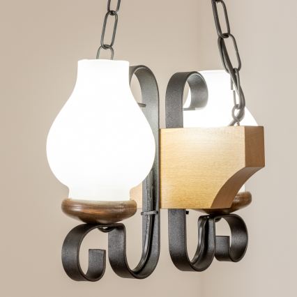 Brilagi - Lestenec na verigi QUEEN 2xE14/40W/230V bukev/oreh