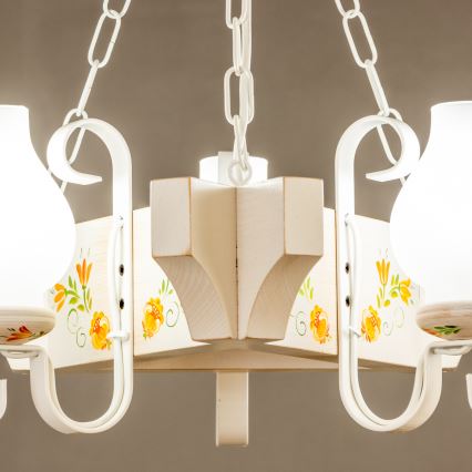 Brilagi - Lestenec na verigi QUEEN 3xE14/40W/230V bukev/kremna