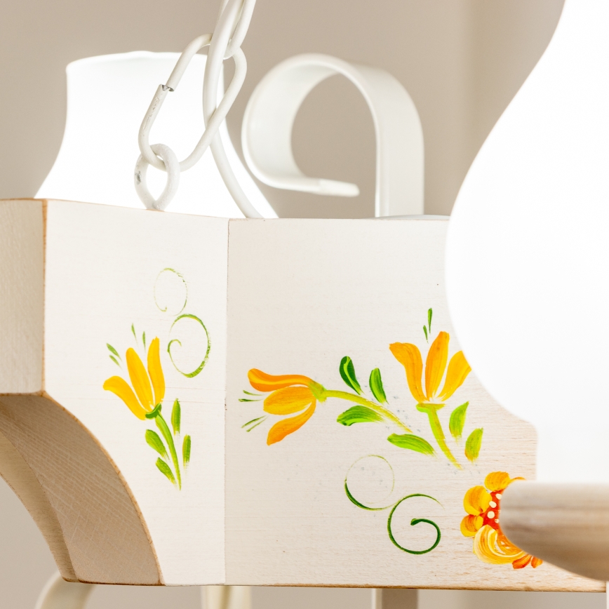 Brilagi - Lestenec na verigi QUEEN 3xE14/40W/230V bukev/kremna