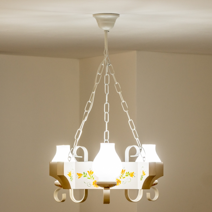 Brilagi - Lestenec na verigi QUEEN 3xE14/40W/230V bukev/kremna