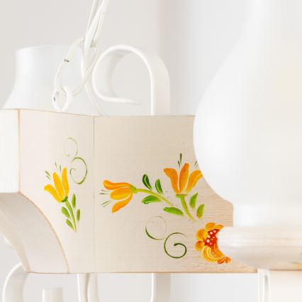 Brilagi - Lestenec na verigi QUEEN 3xE14/40W/230V bukev/kremna