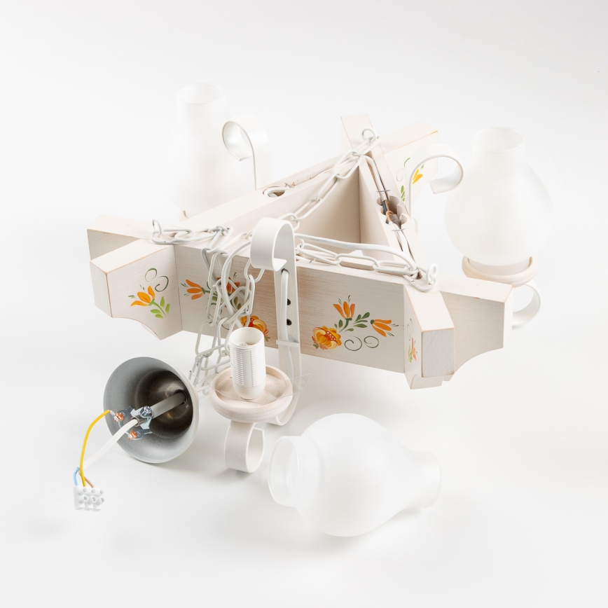 Brilagi - Lestenec na verigi QUEEN 3xE14/40W/230V bukev/kremna