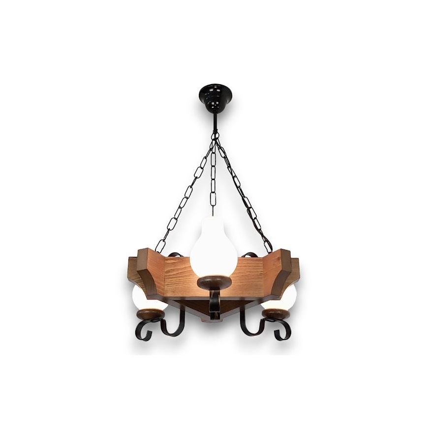 Brilagi - Lestenec na verigi QUEEN 3xE14/40W/230V bukev/oreh